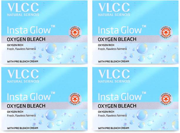 VLCC Insta Glow Oxygen Bleach-Brightens skin&fades facial hair visibility (Pack of 4)