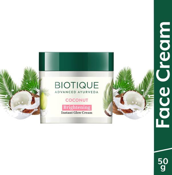 BIOTIQUE Coconut Brightening Instant Glow Cream| Lightweight face cream| All Skin Types