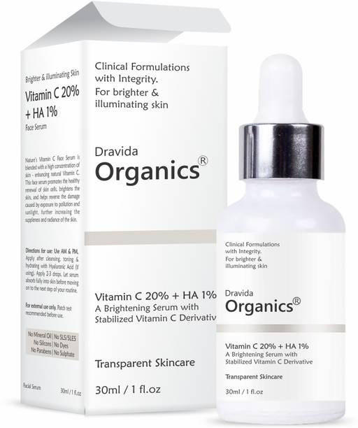 Dravida Organics Vitamin C Serum for Natural Glowing Beauty | Fragrance-Free