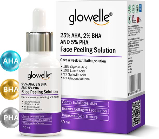 glowelle 25% AHA 2% BHA 5% PHA Face Peeling Solution Face Serum Cleansing Glowing Skin