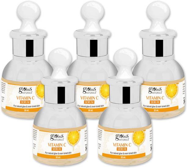 Globus Naturals Vitamin C Face Serum, for Natural Glow & Even Skin Tone, Set of 5