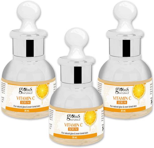 Globus Naturals Vitamin C Face Serum, for Natural Glow & Even Skin Tone, Set of 3