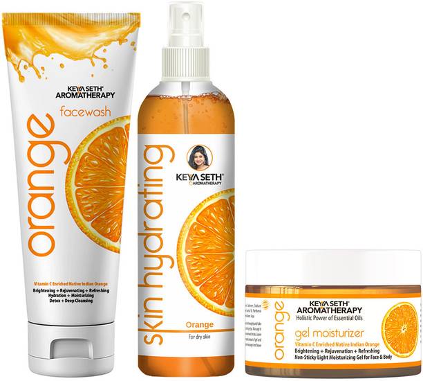 KEYA SETH AROMATHERAPY Orange Essential Skin Care Routine Kit for Glowing Skin for Men & Women
