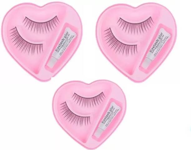 Emijun False Eyelash with Glue[Pack of 3] waterproof & Reusable