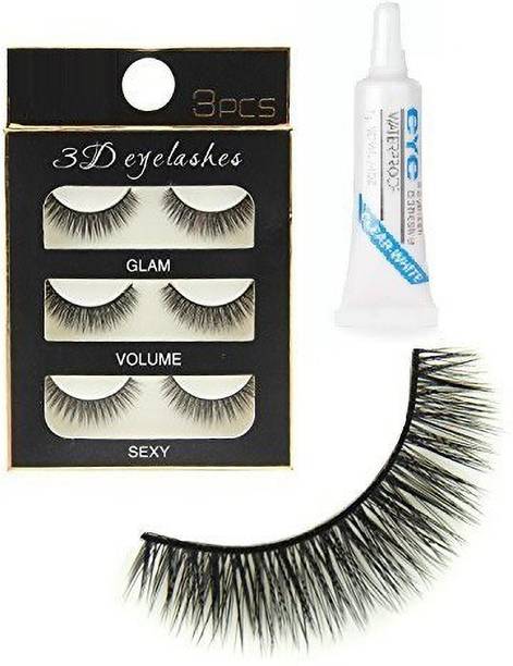 YELGO Eyelashes Pack of 3 Pair With Eyelash Adhesive Glue