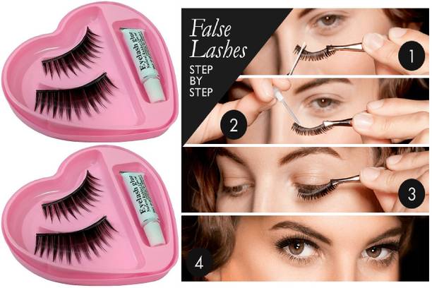 THTC Black Natural False Eyelashes Fake Eye Lashes With Glue Pack Od 2