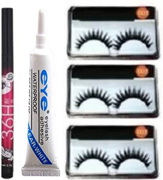 SIYDHA Black Long False Eyelashes For Women + Eyelashes Glue & 36h Eyeliner Waterproof