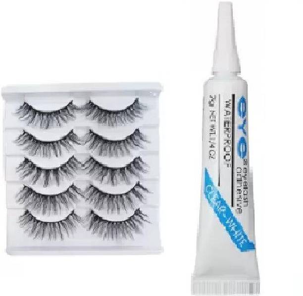 MYLOSANGELES Eyelashes Pack of 5 Pair With Eyelash Adhesive Glue