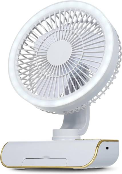 FANOX Rechargeable 4000mAh Desk Fan, Portable USB-Powered Table Fan 3 Blade Led light Cooling Mini Fan for Indoor, Outdoor USB Fan