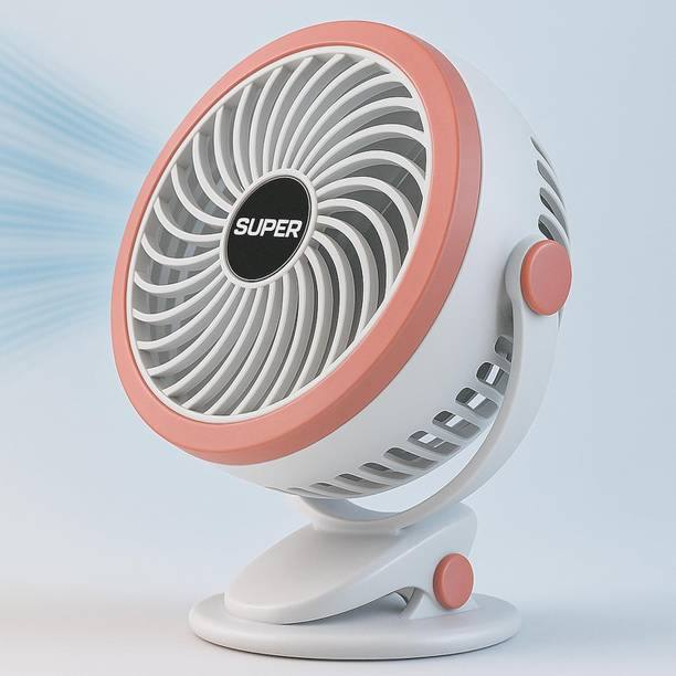 LACCO Small Desk Fan,Portable 3 Speeds Wind Desktop Table Fan Button,Adjustment Fan Double Spray USB Cable