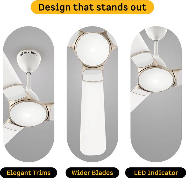 Atomberg Erica Nuvo | Award Winning Designer Fan | High Air Delivery | 5 Star 1200 mm 3 Blade Ceiling Fan  (BLDC Motor with Remote | Snow White | Pack of 1)
