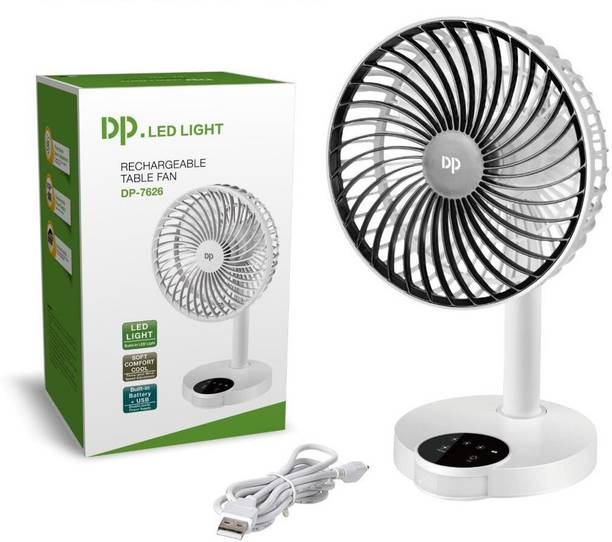Dp 7626 (RECHARGEABLE TABLE FAN) 4000mAh, With LED Night Light 7626 USB Fan