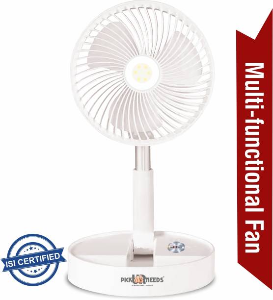 Pick Ur Needs Rechargeable Table Fan 2 Mode LED 3 Type Speed Foldable Design 3 mm Energy Saving 3 Blade Table Fan