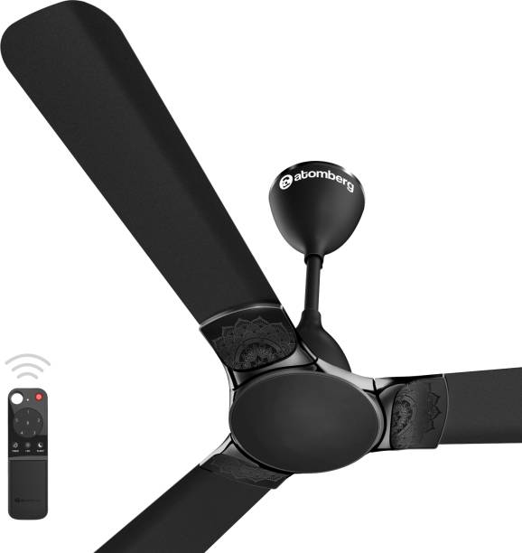 Atomberg Erica Ceiling Fan 1200mm Midnight Black 5 Star 1200 mm BLDC Motor with Remote 3 Blade Ceiling Fan