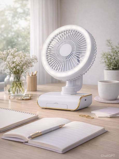 Sampri Table Fan You Can Also use Directly Fan Power Bank[ DC] Desk Fan 4000mAh USB 3 mm Table Fan
