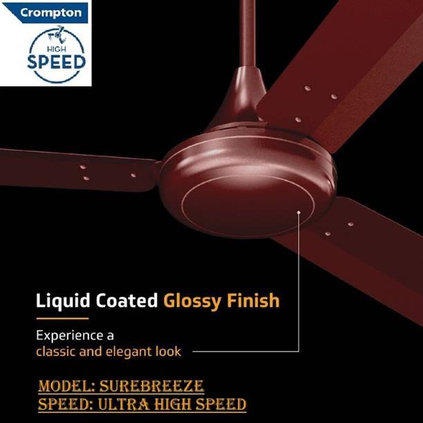 Crompton SUREBREEZE HIGH SPEED 400 RPM HS PLUS 51W 30% ENERGY SAVING 100% COPPER 505 1 Star 1200 mm 3 Blade Ceiling Fan  (Energy Saving | LUSTRE Brown HIGH SPEED 400 rpm 100%…