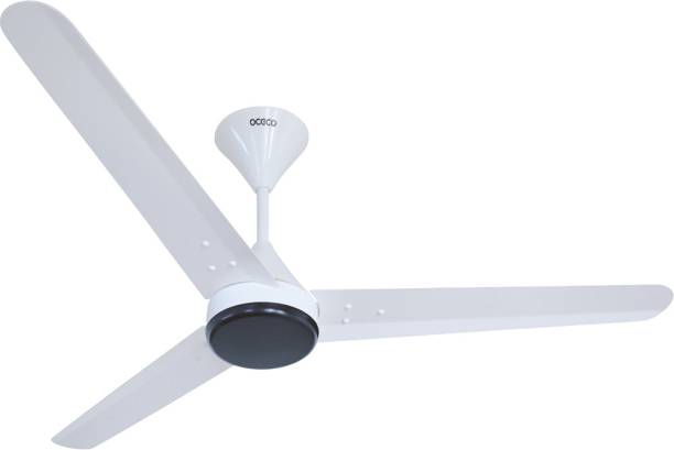 oceco Fansio Pearl White BLDC Modern Design Ceiling Fan 5 Star 1200 mm BLDC Motor with Remote 3 Blade Ceiling Fan