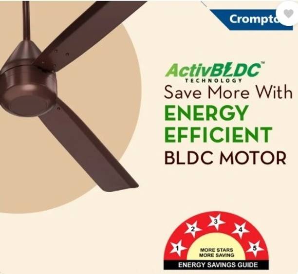 Crompton Energion Regmote 5 Star Brown Pack of 1 5 Star 1200 mm 3 Blade Ceiling Fan  (Coffee Brown | Pack of 1)