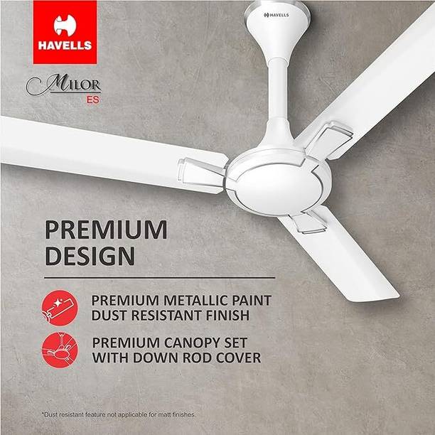 HAVELLS Havells 1200mm Milor Energy Saving Ceiling Fan 1 Star 1200 mm Anti Dust 3 Blade Ceiling Fan  (Pearl White, Pack of 1)