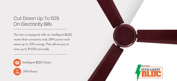Orient Electric Hector 500 with Remote 5 Star Rated BLDC Ceiling Fan 1200mm Brown 5 Star 1200 mm 3 Blade Ceiling Fan  (BLDC Motor with Remote | Brown | Pack of 1)