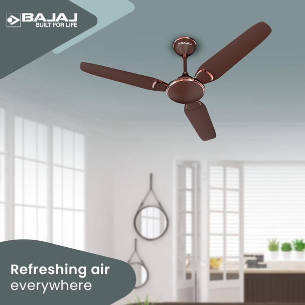 BAJAJ Trendy 1200 mm 3 Blade Ceiling Fan  (Red Walnut & Rustic Copper, Pack of 1)