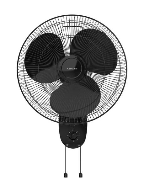 HAVELLS Gatik Pro|Oscillation control | Thermal Overloaded Protected Motor|57W with 2 Year Warranty Energy Saving 400 mm Wall Fan Black | Pack of 1