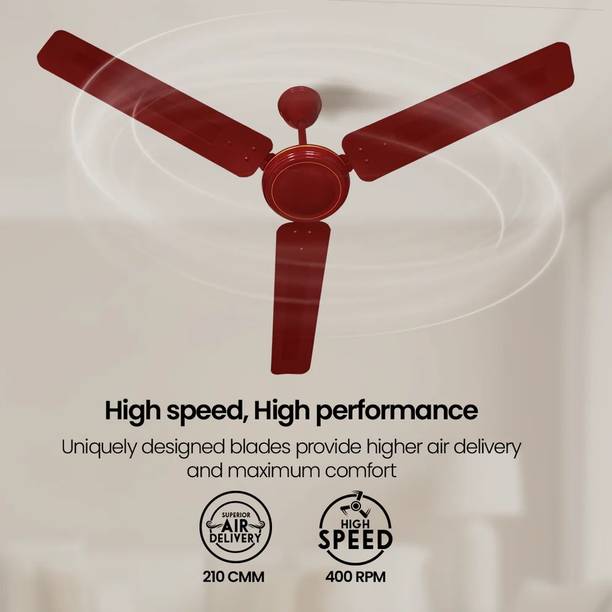 Crompton SUREBREEZE GALLOP HIGH SPEED 1 Star 1200 mm 3 Blade Ceiling Fan  (LUSTER BROWN | Pack of 1)