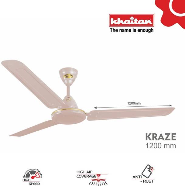 Khaitan KRAZE 1200 mm, 3 Blades Ceiling Fan, 380 RPM 1 Star 1200 mm 3 Blade Ceiling Fan (Pearl White, Pack of 1)