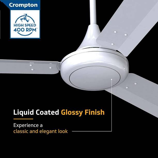 Crompton SUPER HIGH SPEED 400 RPM 51w 30% Energy Saver 100% COPPER Longer Life16 1 Star 900 mm Ultra High Speed 3 Blade Ceiling Fan  (Pearl White High Speed16, Pack of 1)