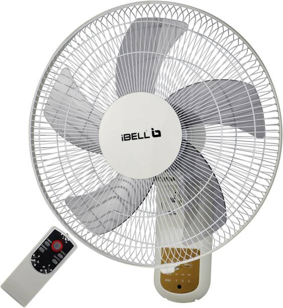 iBELL VIVA High Speed Wall Fan with Remote, 5 Leaf, 406mm, Low Noise Motor, White 406 mm Remote Controlled 5 Blade Wall Fan