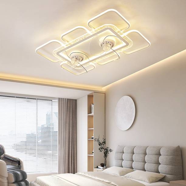 HANS LIGHTINGS Desighner 2 Fan With Light, Abs 3 * 2 Blades, 3 Speed Fan with Remote with 1 Year Warranty Remote Controlled 1400 mm Ceiling Fan