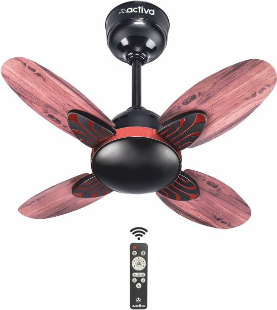 ACTIVA Premium Series Lotus 850 RPM Noiseless (28 Watts) smoke wood 5 Star 600 mm BLDC Motor with Remote 4 Blade Ceiling Fan