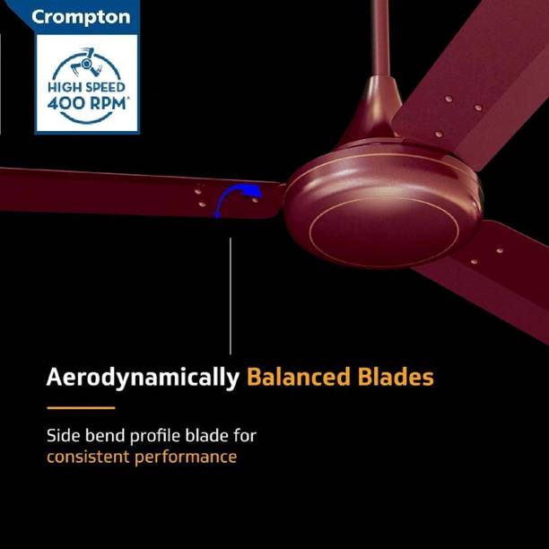 Crompton SUREBREEZE HIGH SPEED 400 RPM HS PLUS 51W 30% ENERGY SAVING 100% COPPER 505 1 Star 1200 mm 3 Blade Ceiling Fan  (Energy Saving | LUSTRE Brown HIGH SPEED 400 rpm 100%…