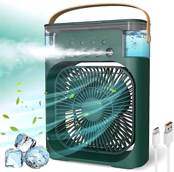KRITAM Double-Ended Spray Cooling Fan With Mist Humidifier, Rechargeable USB Desk Fan Indoor Rotatable with Remote USB Fan, USB Air Freshener, USB Air Cooler, Rechargeable Fan, Led Light, Laptop Accessory