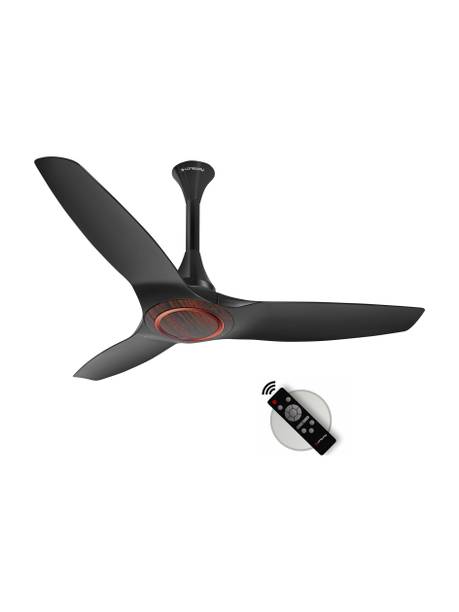Longway Glideon Black with 5 Year Warranty BLDC Motor with Remote 1200 mm Ceiling Fan 5 Star | Black Wood | Pack of 1