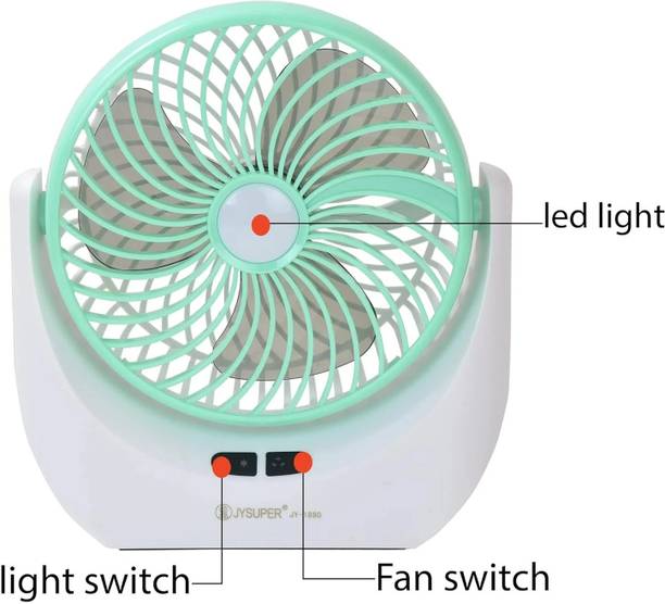 HTS High Speed--Rechargeable Table Fan with LED Light, For Home, Office, Kitchen USB Battery Powered Quiet Personal Fan, 3-Speed For Home, Office, Kitchen USB Fan