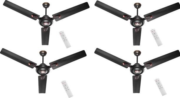 AIRELEC GLORIA SMOKY BROWN SET OF 4 5 Star 1200 mm BLDC Motor with Remote 3 Blade Ceiling Fan