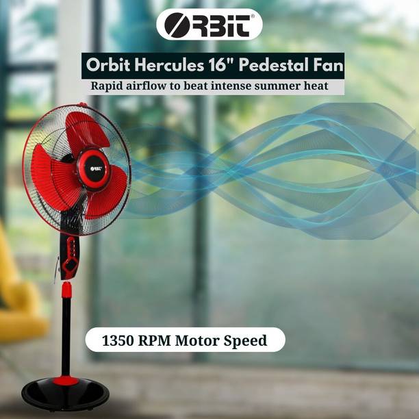 ORBIT Hercules-Red 4 Star 400 mm 3 Blade Pedestal Fan