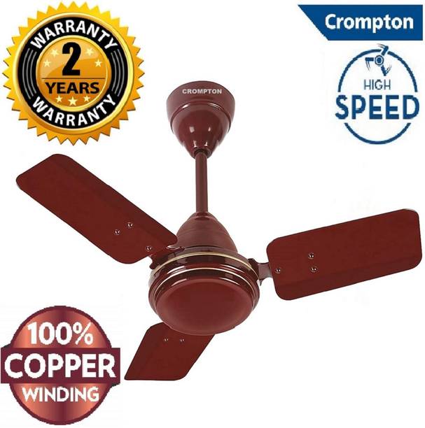 Crompton High Speed 51W 30% Energy Saving HS PLUS SUREBREEZE 600mm/24inch 100% Copper17 1 Star 600 mm Energy Saving 3 Blade Ceiling Fan (Almond Brown23, Pack of 1)