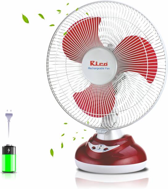 Rico RFPRO Built in Rechargeable Battery High Speed 12 inch Multi Angle Oscillating 360 mm Silent Operation 3 Blade Table Fan