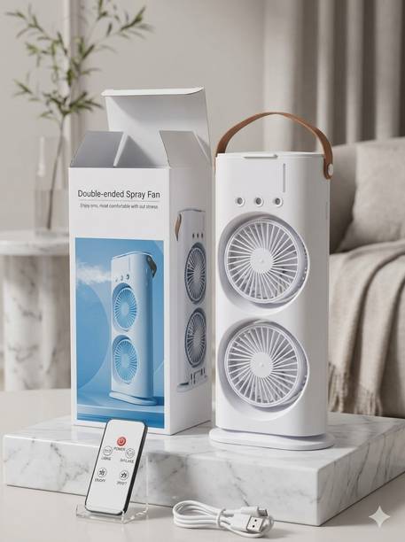 FRUITION Rechargeable DOUBLE ENDED SPRAY FAN DOUBLE ENDED SPRAY FAN RECHARGEBLE WITH ROTETING FAN & ASTHETIC LIGHTS USB Air Cooler, USB Air Freshener, USB Humidifier, Rechargeable Fan, Led Light