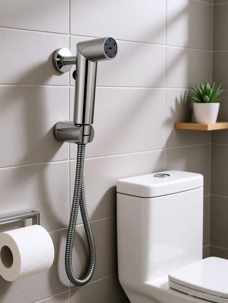 Spazio by SmartBuy ABS Toilet/washroom Hand Spray/Faucet Jet With High Pressure Dual Flow Health Faucet And 1 Mtr Flexible SS Tube & Hook, Chrome Health Faucet