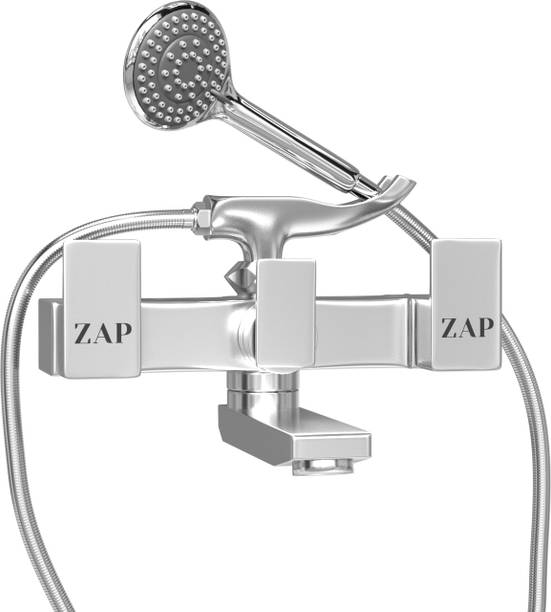 ZAP Skoda Full Brass Chrome Plated Wall Mixer with Hand Shower with Screw Set Faucet Set