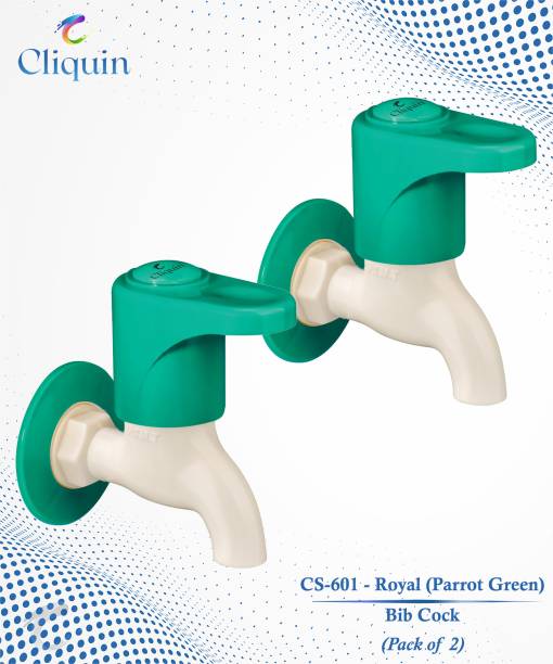 Cliquin CS-601 - Royal (Parrot Green) - BC-2 Nos Ptmt Bib Cock with Wall Flange (Pack of 2) Bib Tap Faucet