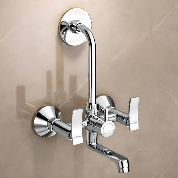 Plantex Brass 2-in-1 Wall Mixer with Brass Wall Flange/Mixer Tap for Bathroom with Overhead Shower Provision and Long Bend Pipe/Bathroom Tap-(APS-2143) Wall Mixer Faucet