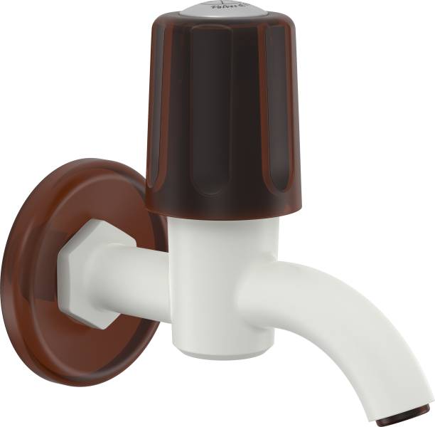 R. N. PTMT Superior Plastic Eco Long Body Bib Cock Taps for bathroom, with Flange wash basin taps (White-Hash Brown Dual)_RNSAF20F20 Bib Tap Faucet