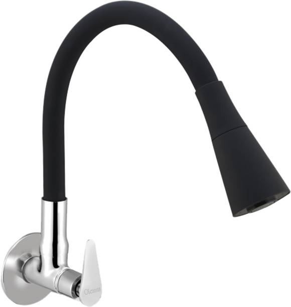 Oleanna SmartBuy Vignet Flexible Sink Faucet - Flxo Play With 360 Degree Flexible Black Silicone Swivel Spout (Dual Flow Function) Hot OR Cold Water With Wall Flange Pillar Tap Faucet