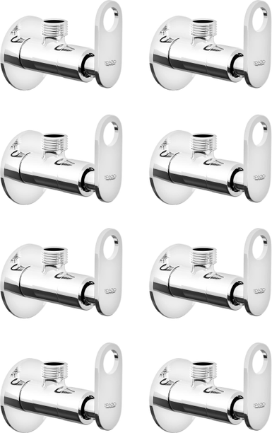 Flipkart SmartBuy Prime Brass, Quarter Turn Angle Valve/Angle Cock, Stop Cock (Pack Of 8) With Wall Flange, For Bathroom Taps, Wash Basin Tap & Geyser Tap, Chrome Plated Angle Cock Faucet