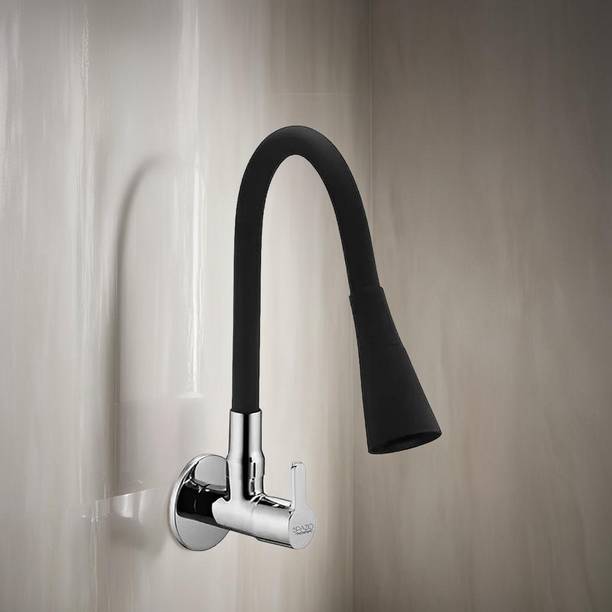 Spazio SmartBuy Fusion Sink Cock-Flxo Play With 360 Degree Flexible Black Silicon Swivel Spout & Dual Flow Pattern For Hot OR Cold Water With Wall Flange Sink Tap Faucet