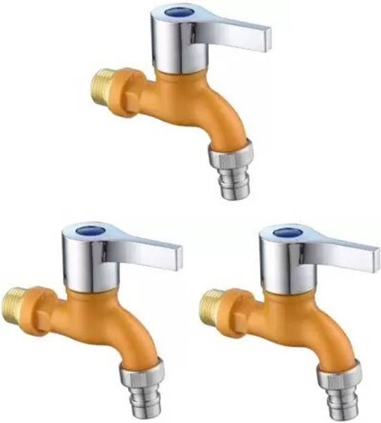 KAVSON - PVC Miami ORANGE Nozzle Bib Cock Tap ( PACK OF 3 ) For Washing Machine / Bathroom / Kitchen / Garden Nozzle Cock Faucet